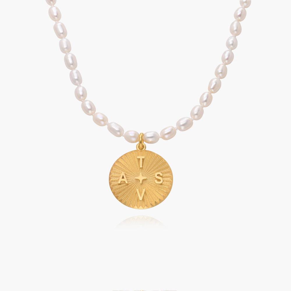 Tyara Medallion Necklace With Pearls- Gold Vermeil
