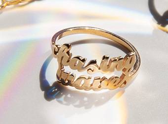 gold name ring