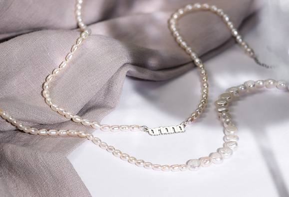 Half Classic & Half Small Silver Pearl Necklace