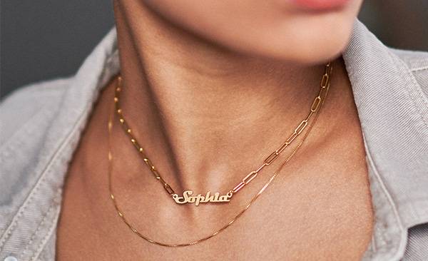 Link Chain Name Necklace - Gold Plated