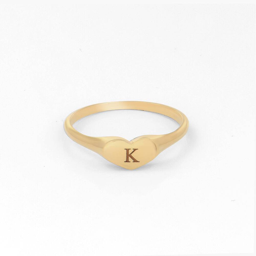 Heart Signet Ring with Initial - Gold Vermeil