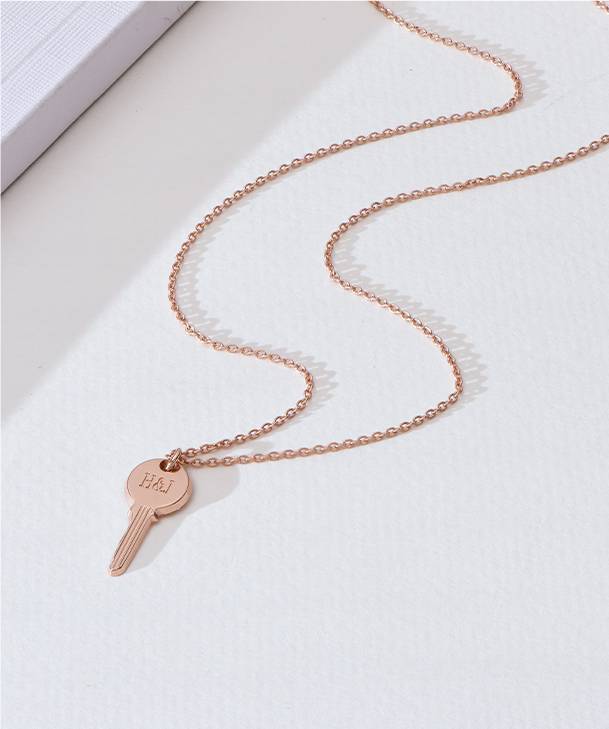 the key necklace - rose gold plating