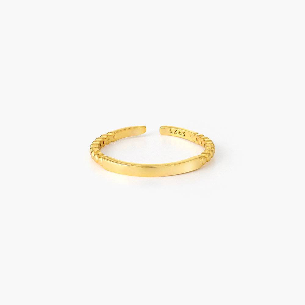 Bar Ring with Beaded Band - Gold Plated
