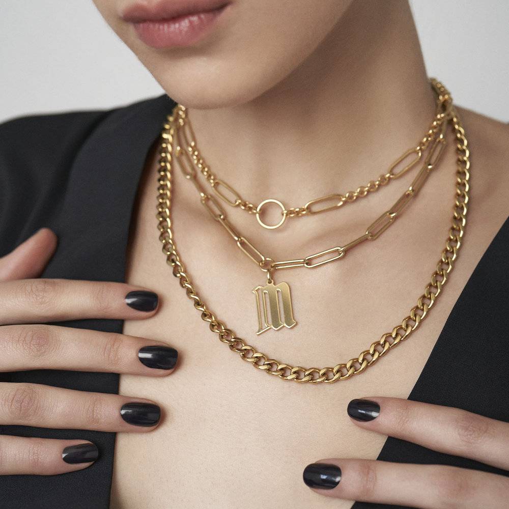Billie Initial Link Chain Necklace - Gold Vermeil