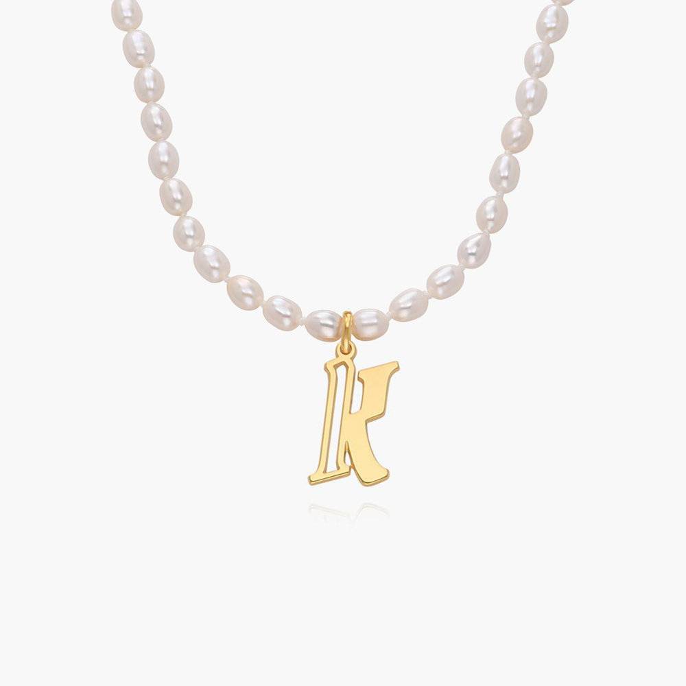 Billie Initial Pearls Necklace - Gold Vermeil