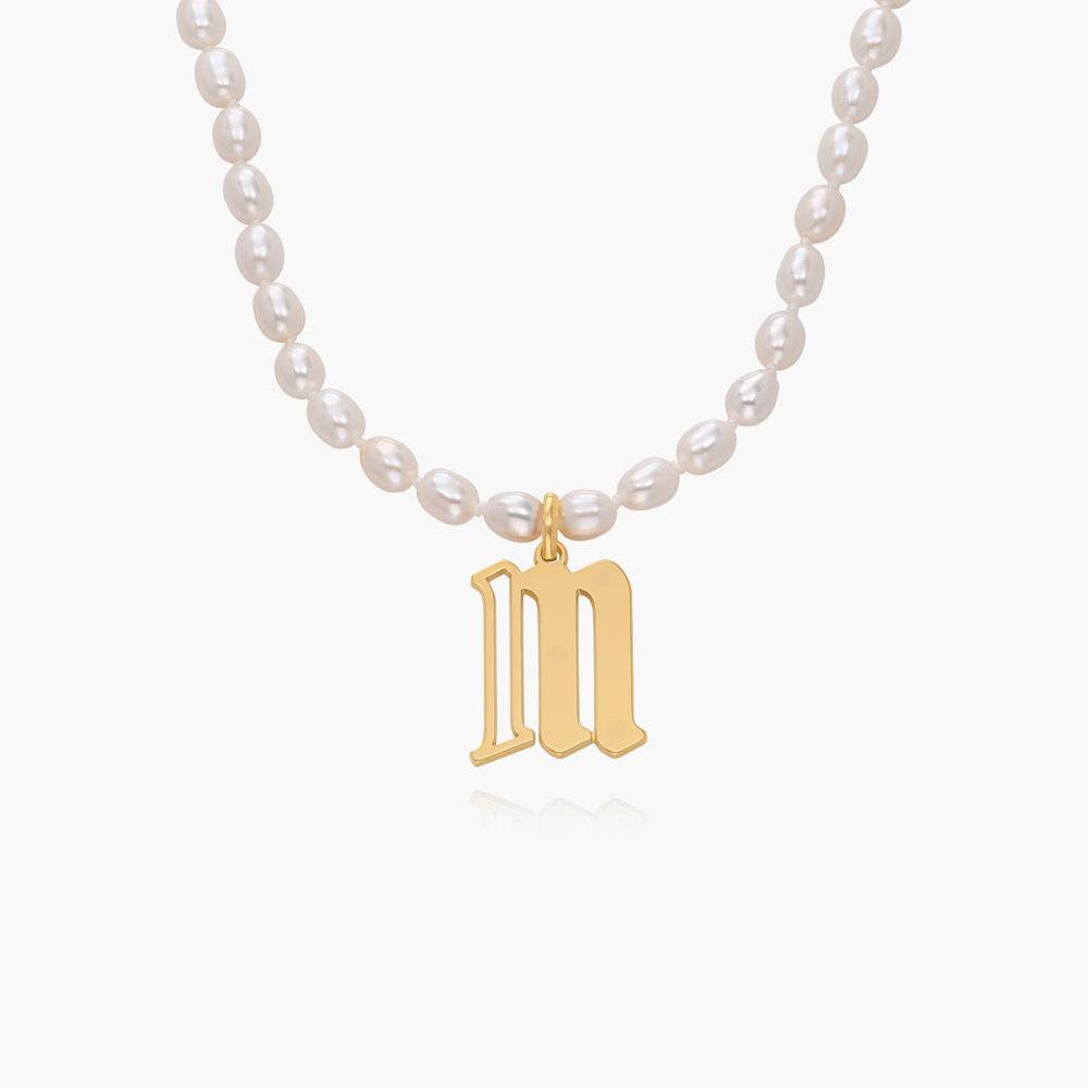 Billie Initial Pearls Necklace - Gold Vermeil