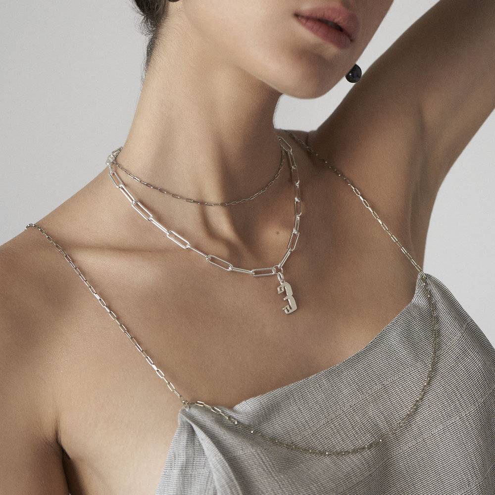 Billie Initial Link Chain Necklace - Silver
