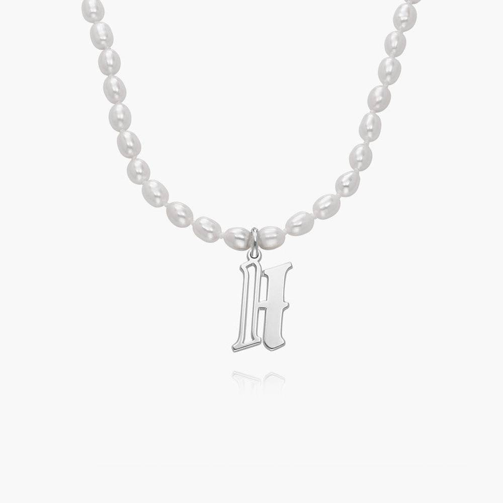 Billie Initial Pearls Necklace - Silver