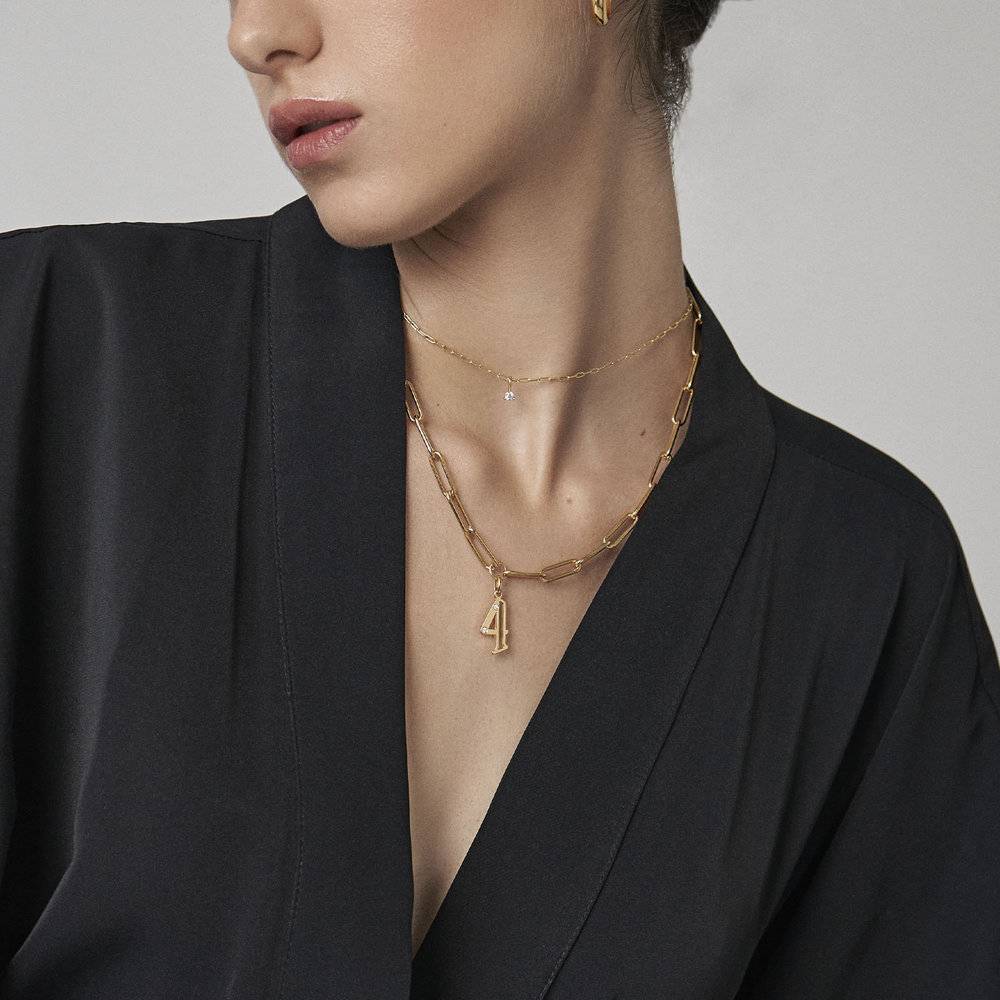 Billie Initial Link Chain Necklace With Diamonds - Gold Vermeil