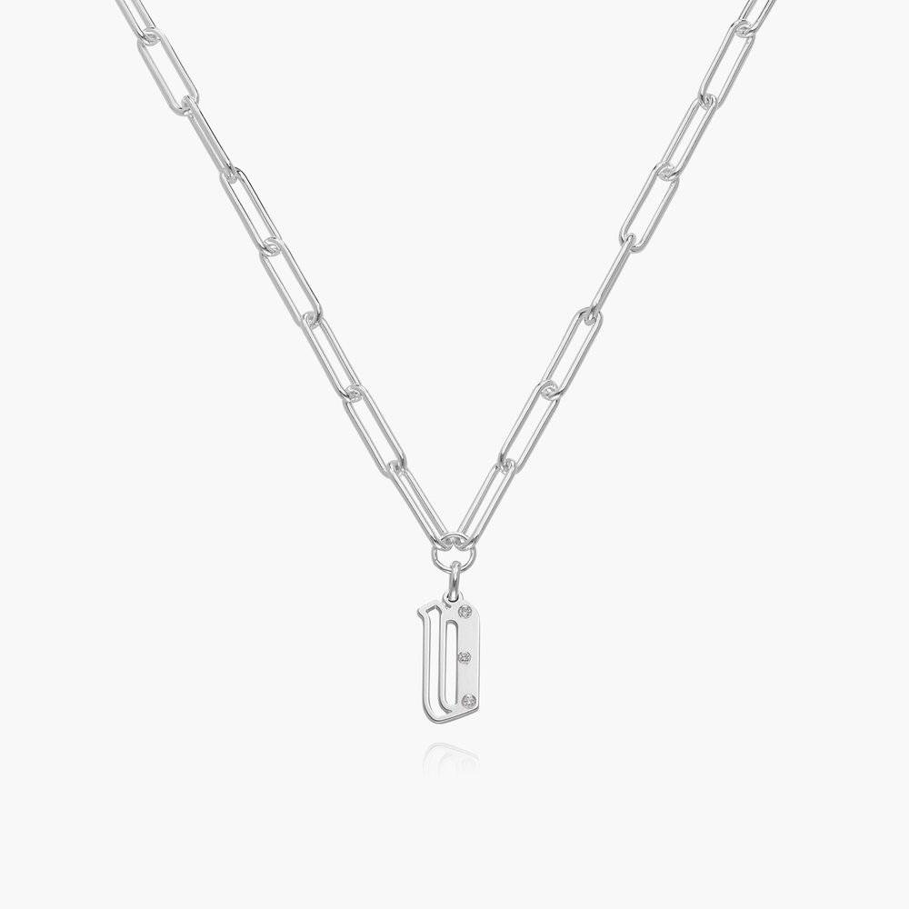Billie Initial Link Chain Necklace With Diamonds - Silver