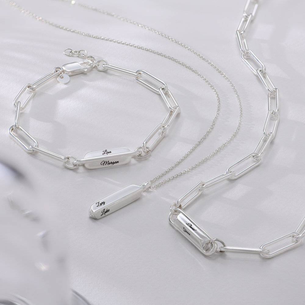 Block Bar Necklace - Silver