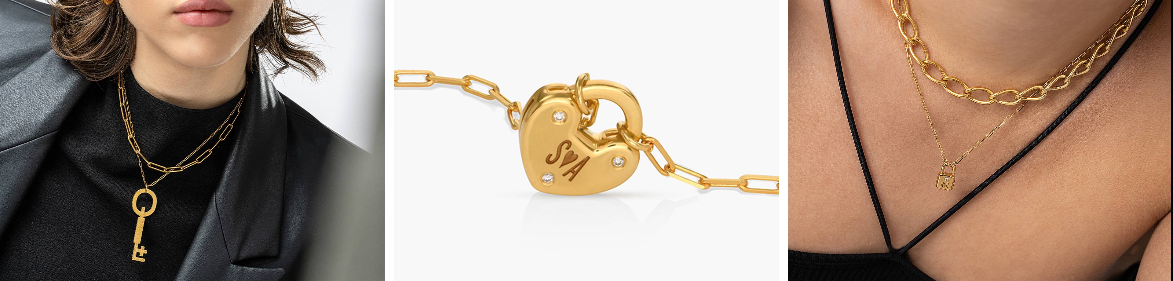 Padlock and key necklaces