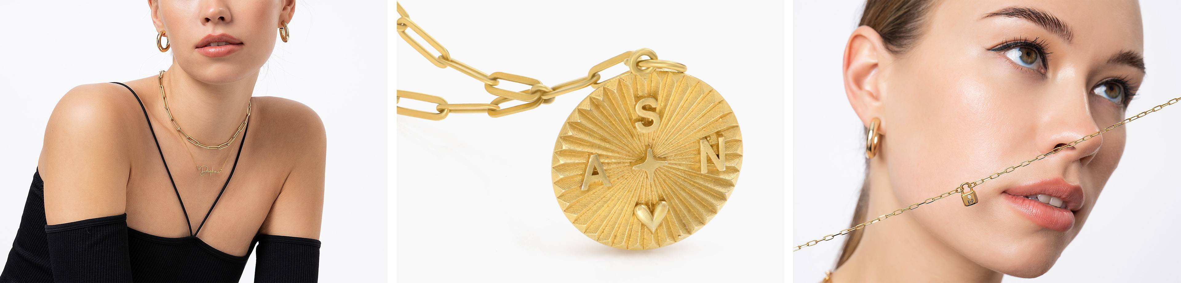 collier or femme collier or