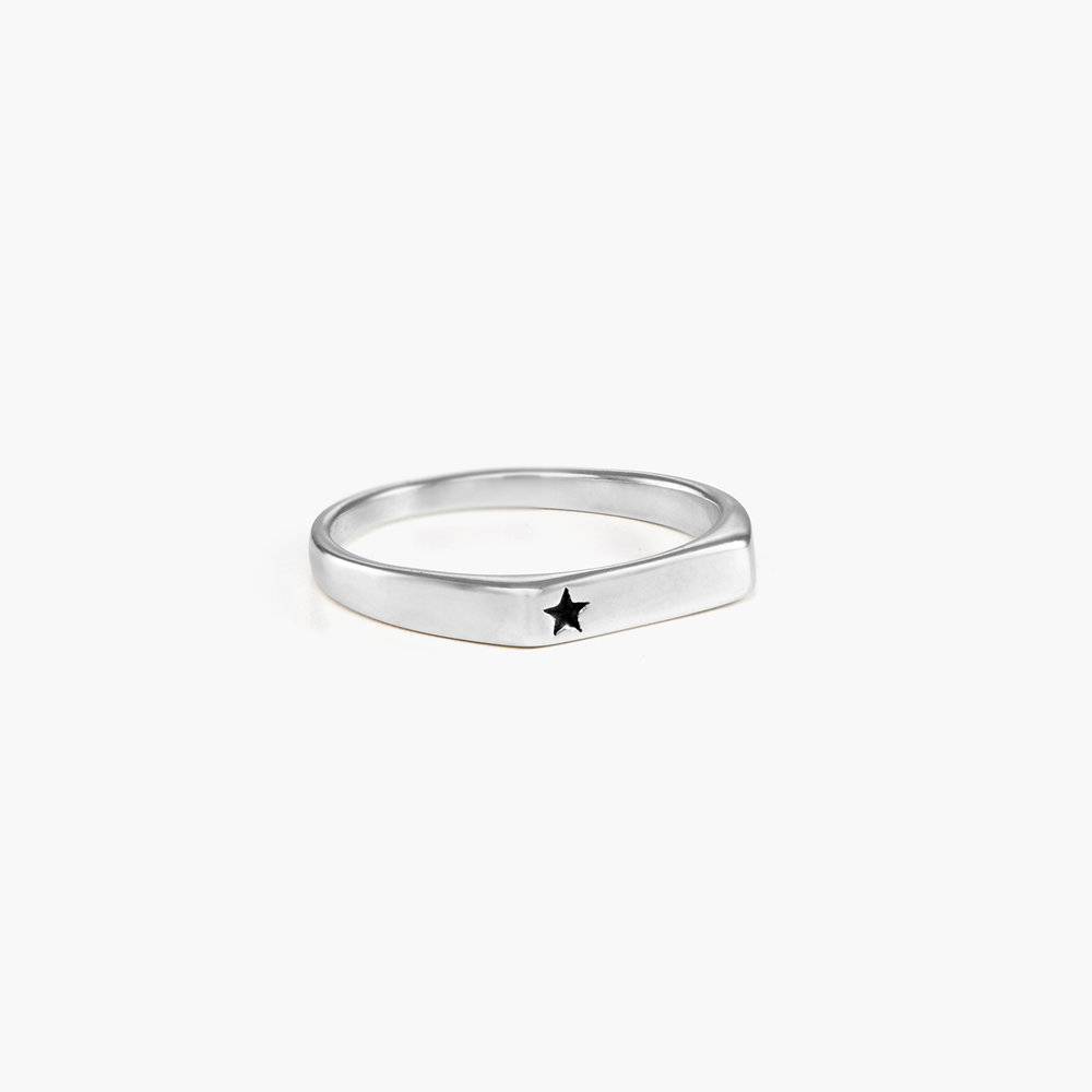 Celestial Thin Signet Ring - Sterling Silver