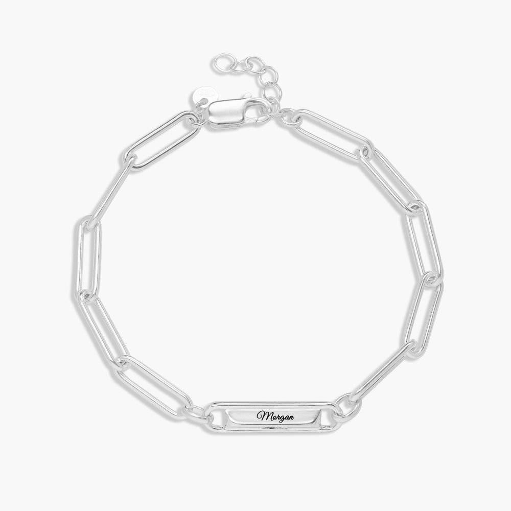 Ciara Custom Bar Paperclip Bracelet - Silver