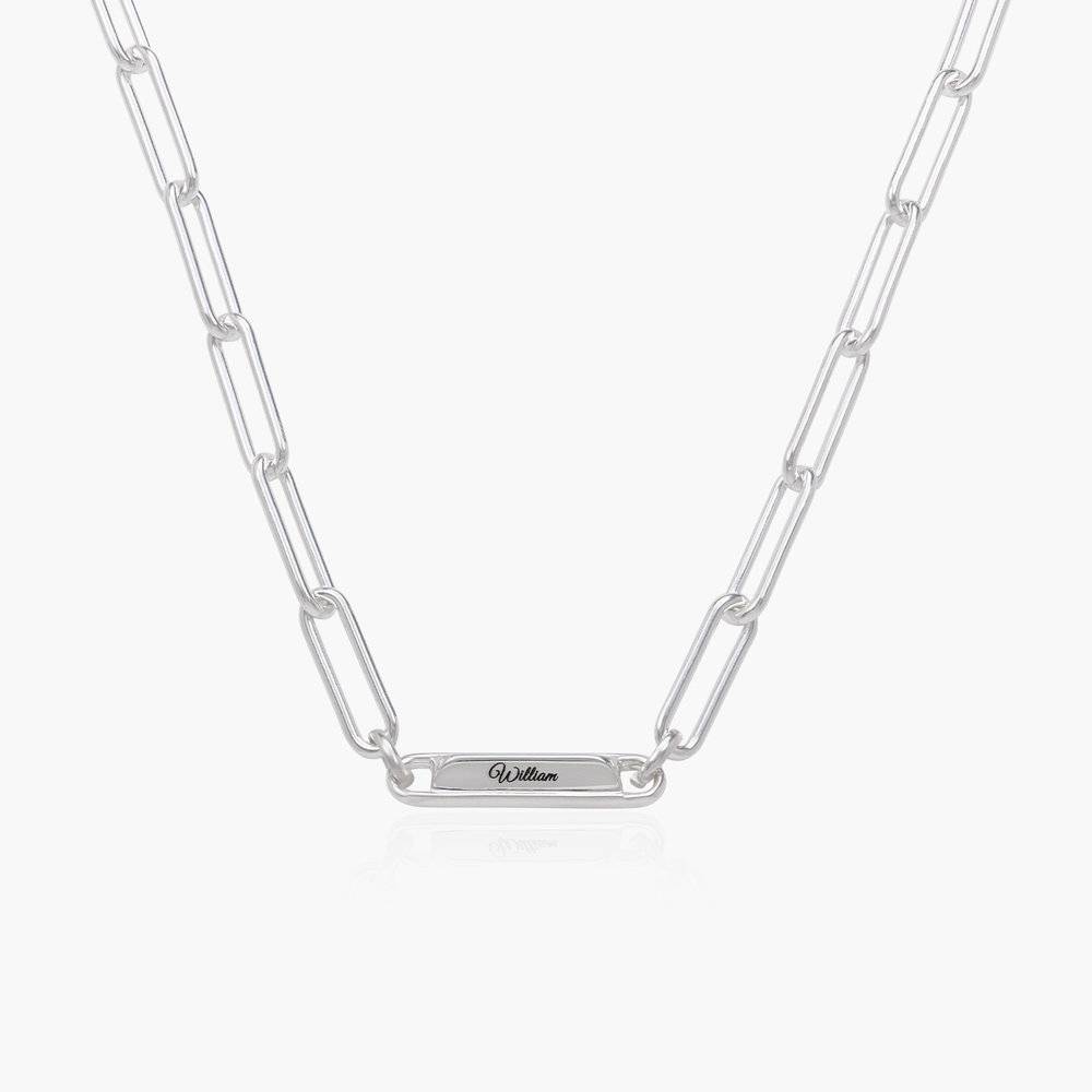 Ciara Custom Bar Paperclip Necklace - Silver