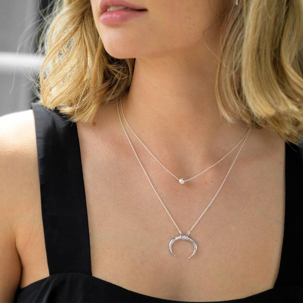 Crescent Moon Necklace - Sterling Silver