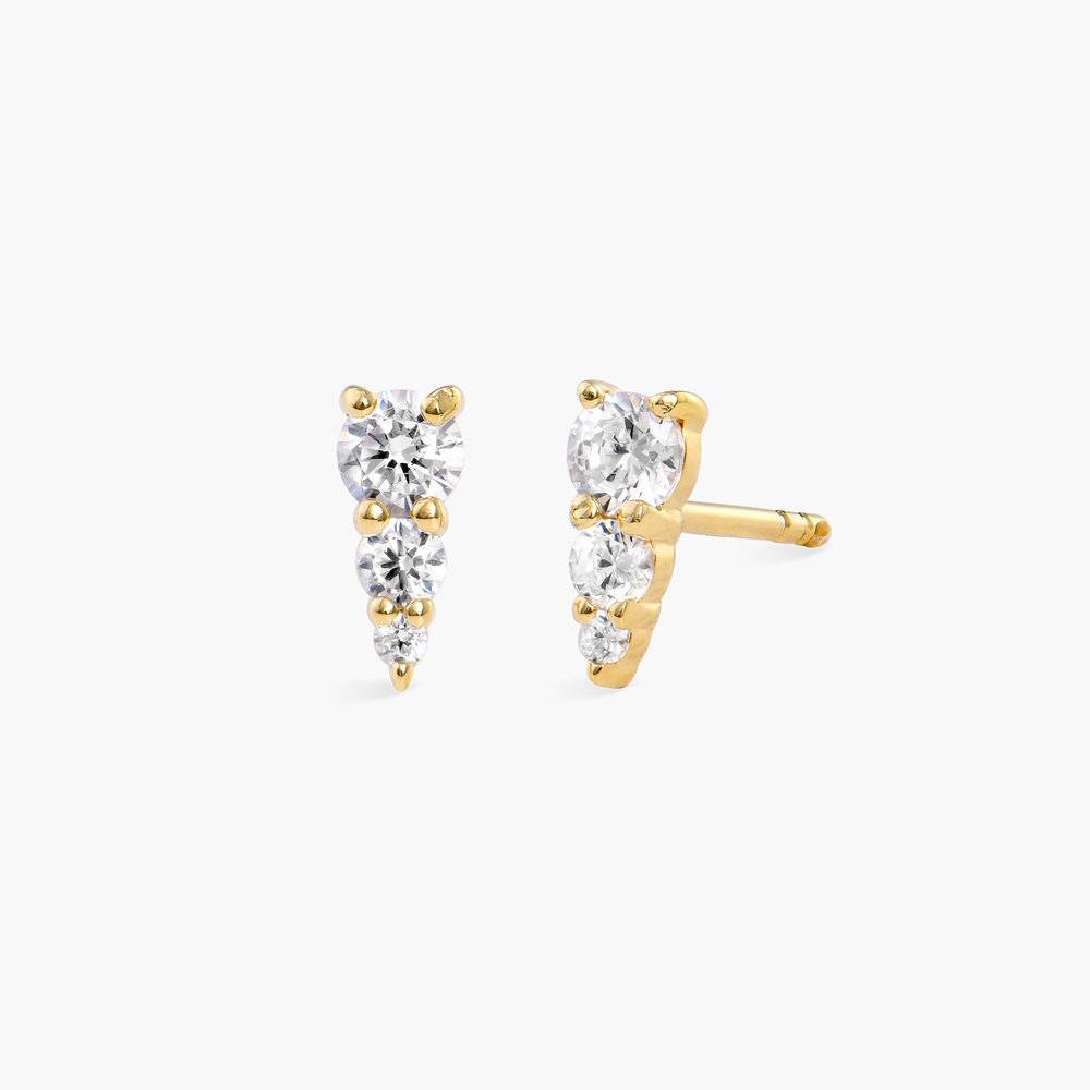 Cubic Zirconia Stud Earrings - Gold Plated