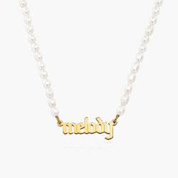 Custom Pearl Name Necklace - Gold Vermeil