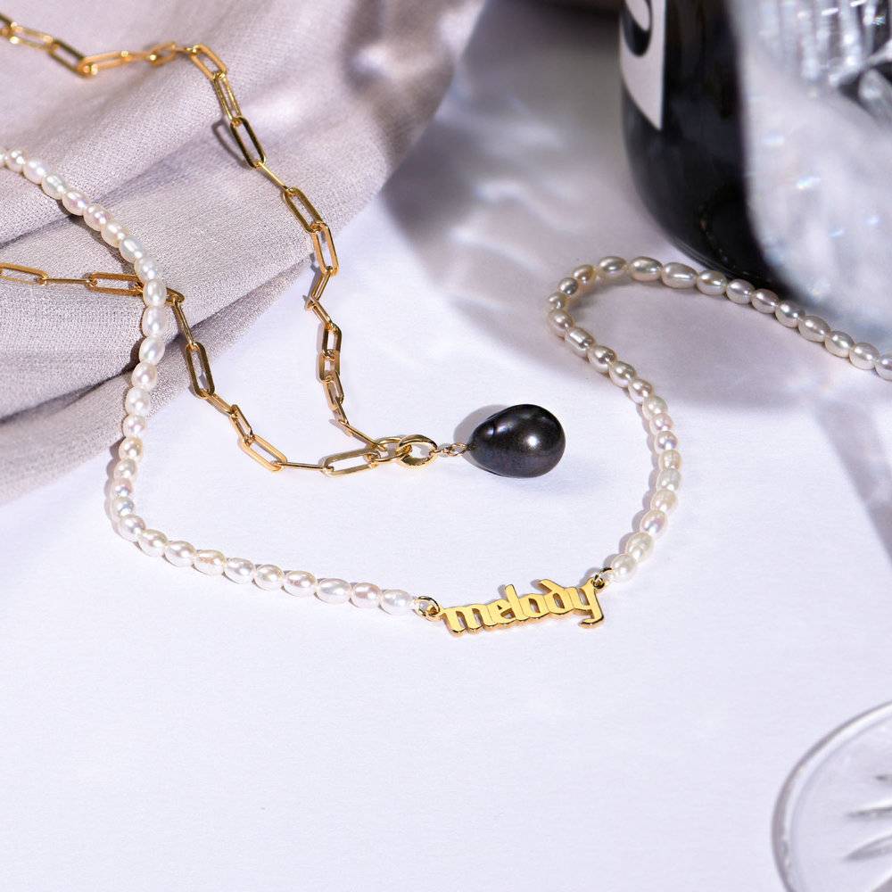 Collier de Perles avec Prénom Personnalisé - Or Vermeil