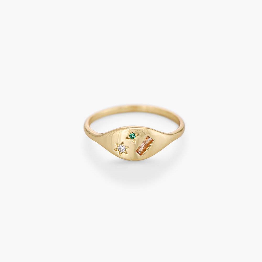 Elipse Ring with Stars - Gold Plated