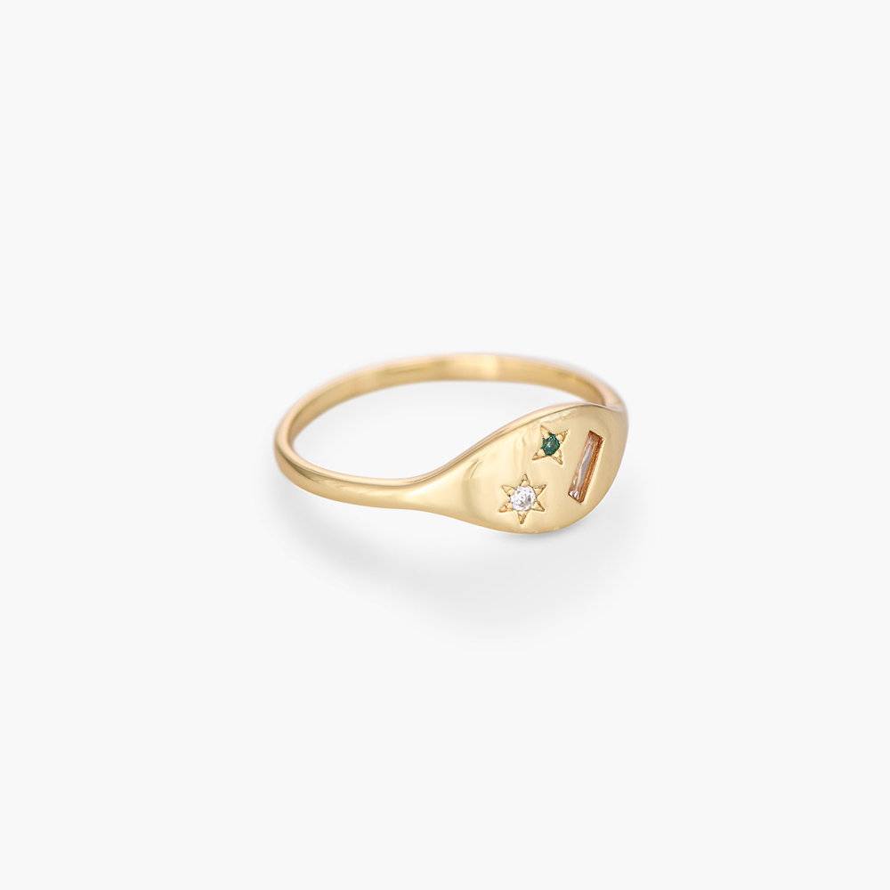 Elipse Ring with Stars - Gold Plated