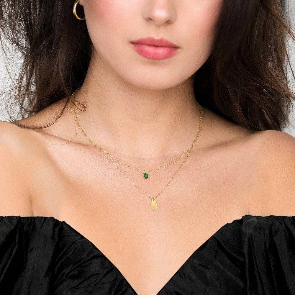 Emerald Pendant Necklace - 14K Solid Gold