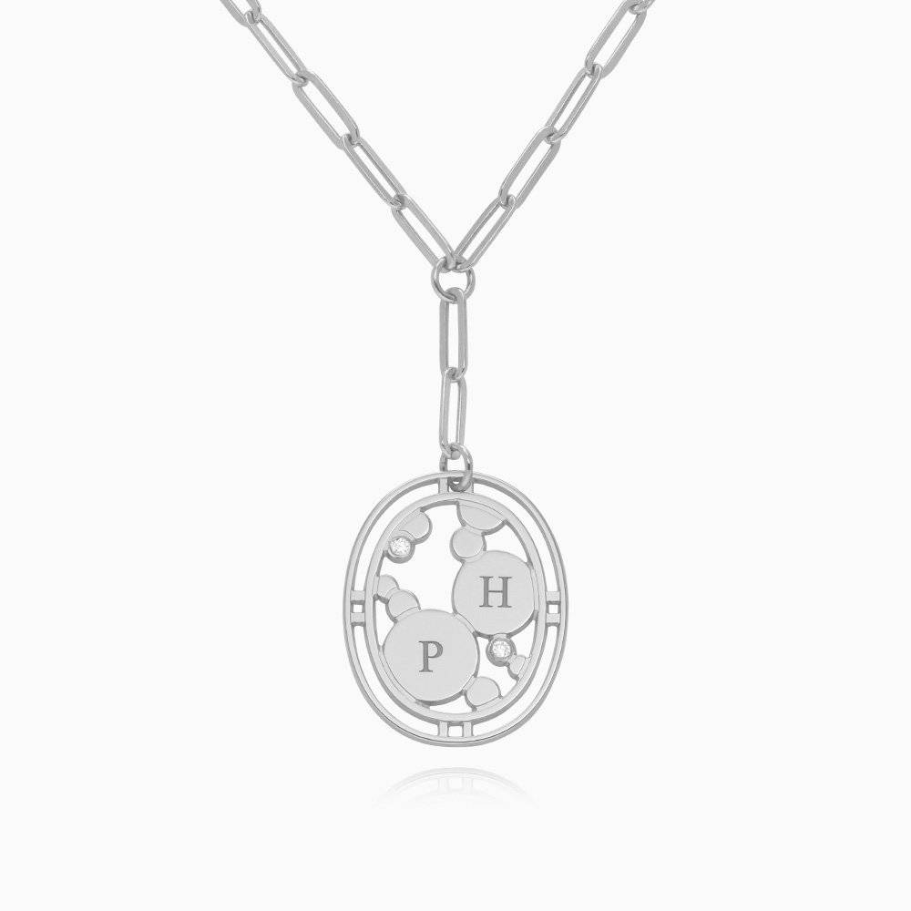 Engraved Heirloom Necklace With Diamonds - Silver