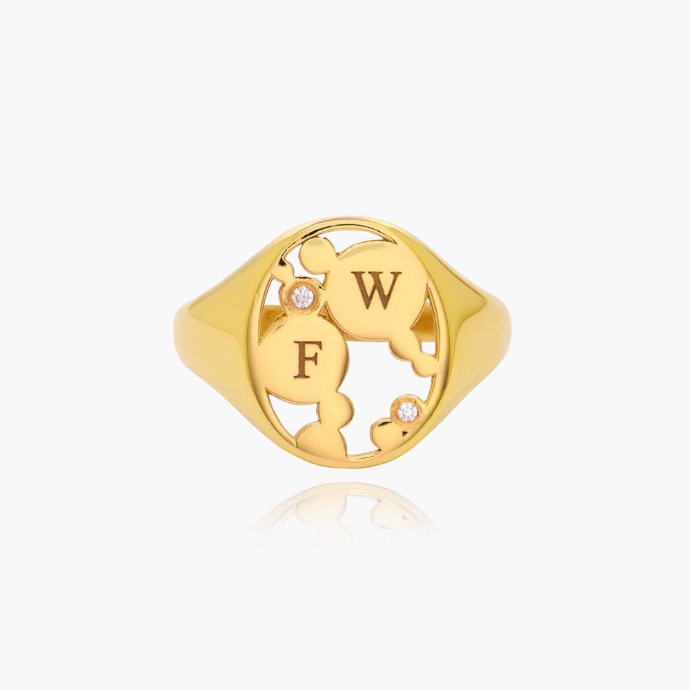Engraved Heirloom Ring With Diamonds - Gold Vermeil