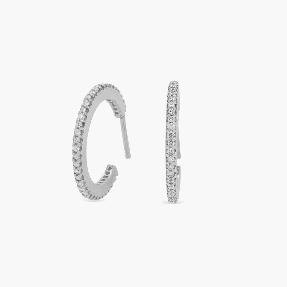 Fiona Pave Diamond Hoop Earrings - Sterling Silver