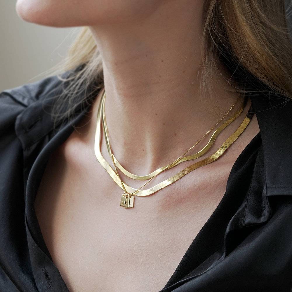 Herringbone Chain Necklace in Gold Plating