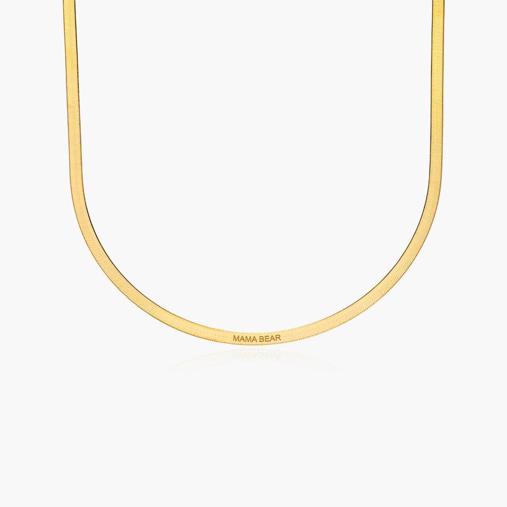 Herringbone Thin MAMA BEAR Necklace- Gold Vermeil