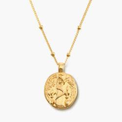 Goddess of Healing Greek Coin Necklace - Gold Plated