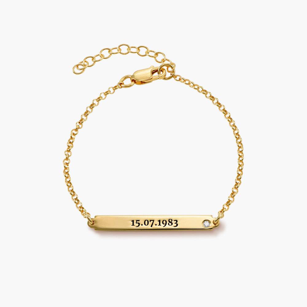 ID Name Bracelet with Diamond - Gold Plated