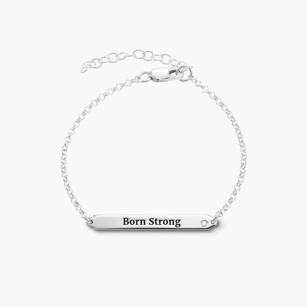 ID Name Bracelet with Diamond - Silver