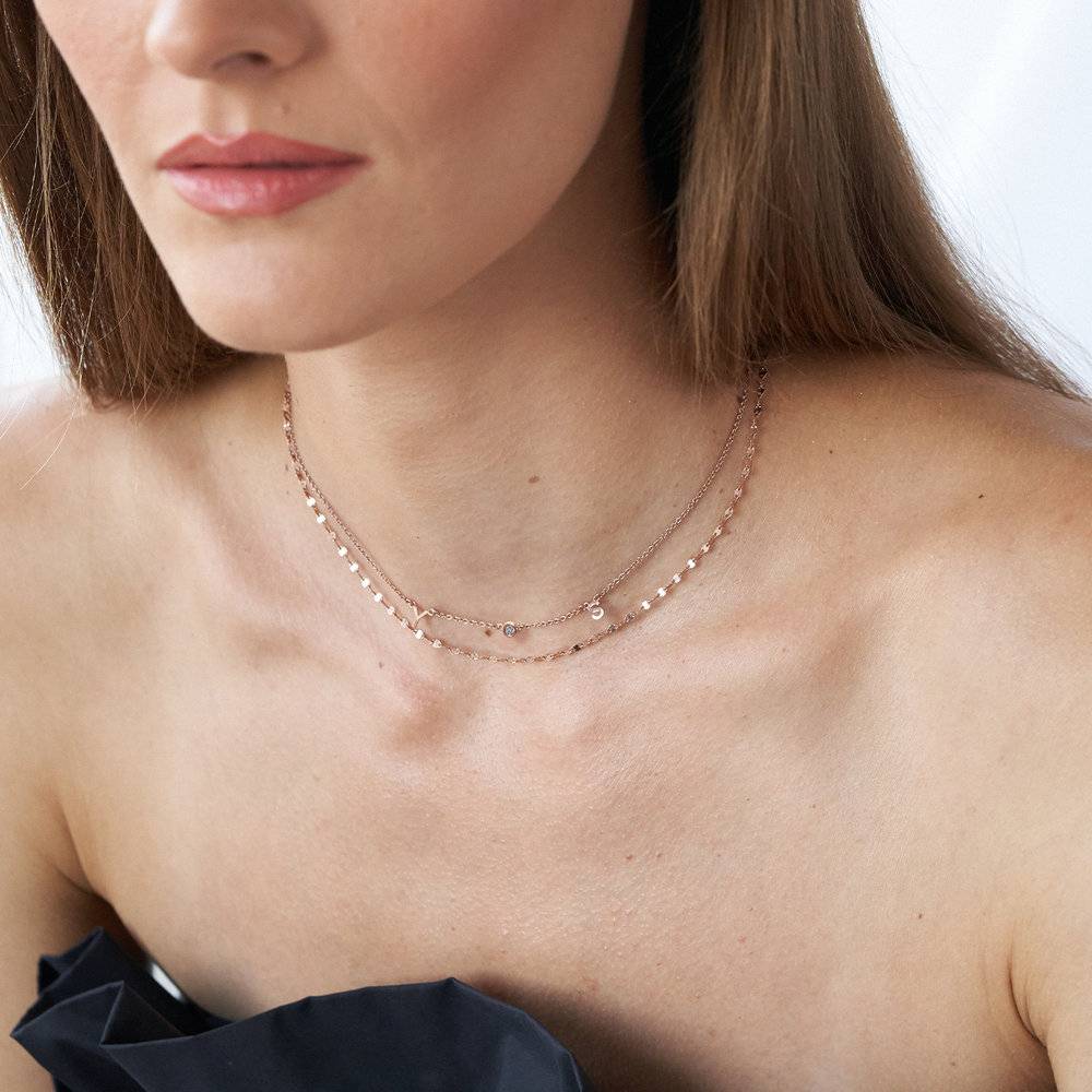 Inez Initial Necklace - Rose Gold Vermeil with Diamonds