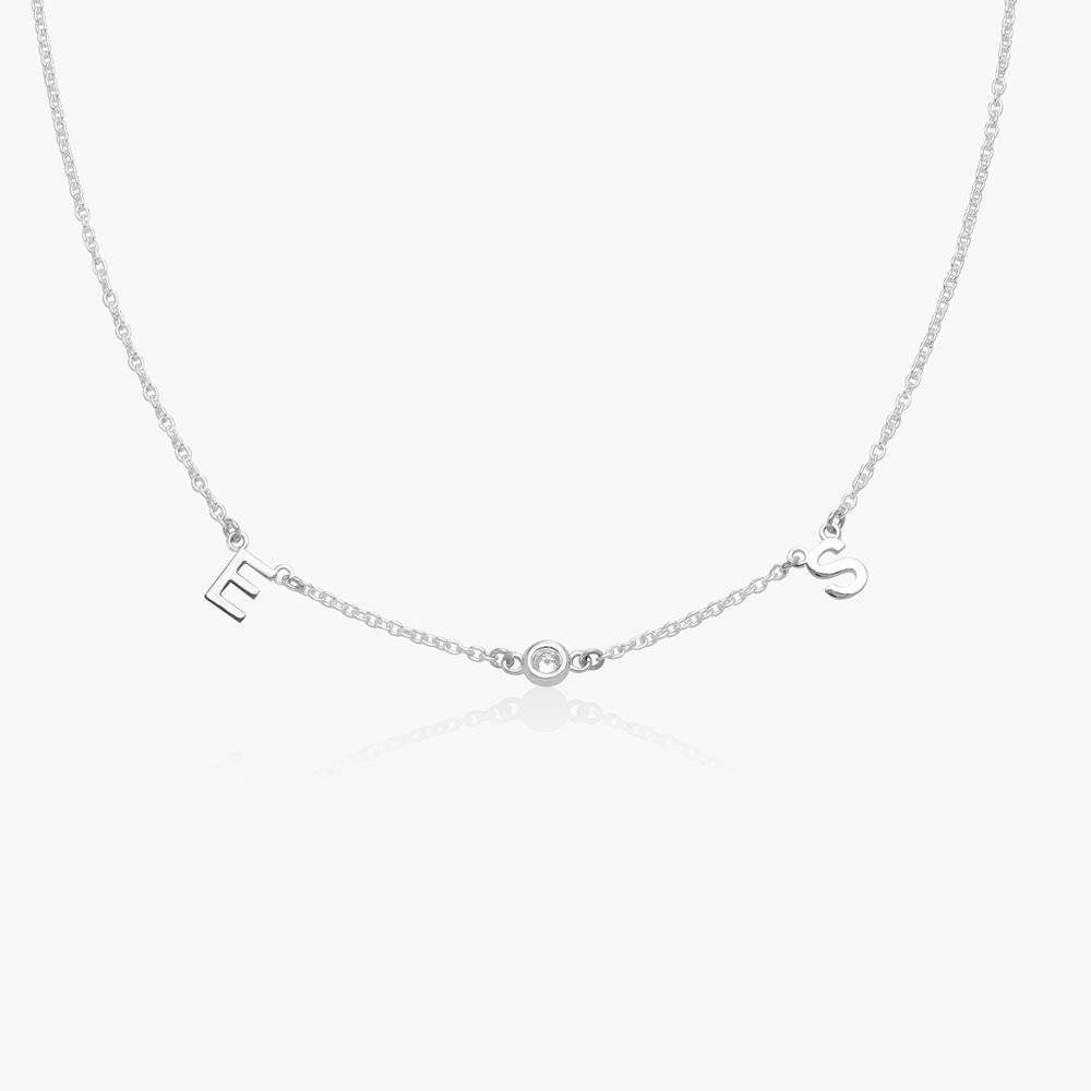 Inez Initial Necklace with Diamond - Silver