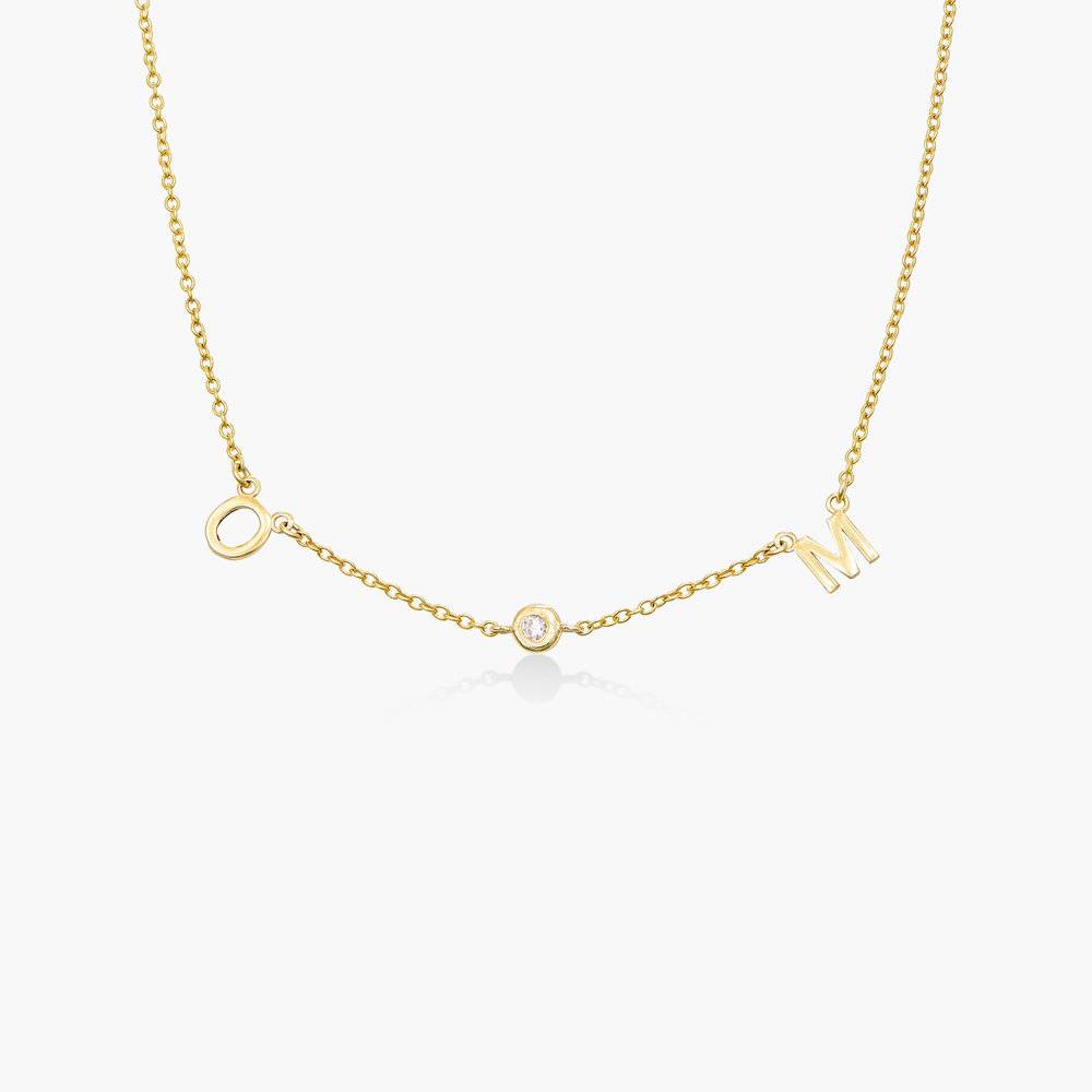 Inez Initial Necklace with Diamonds - 14K Solid Gold