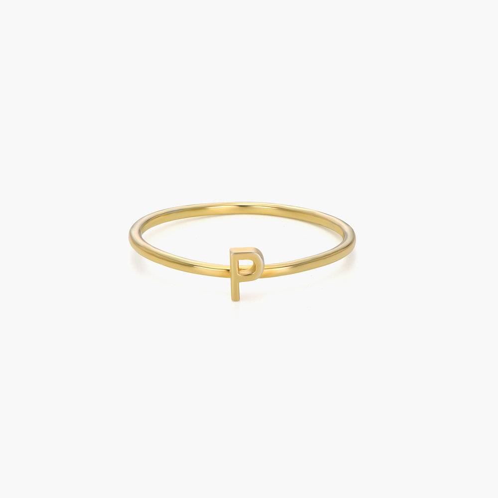 Stackable Inez Initial Ring - 14K Solid Gold