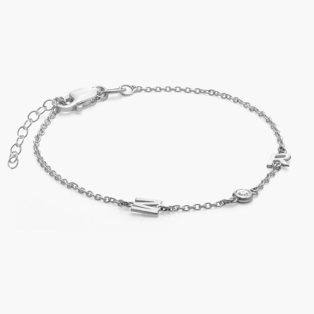 Inez Initial Bracelet/Anklet with Diamond - Silver