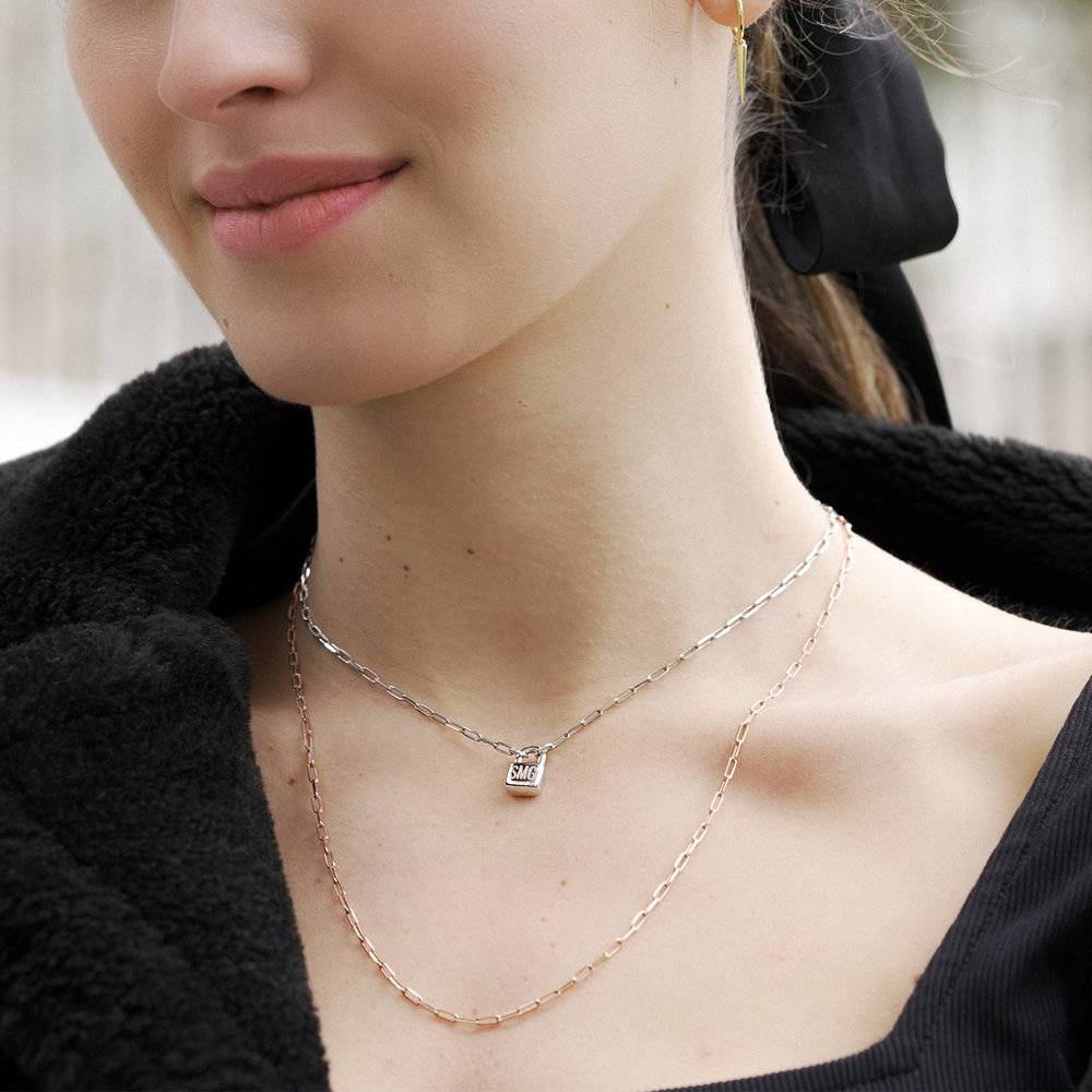 Initial Lock Necklace - Sterling Silver 