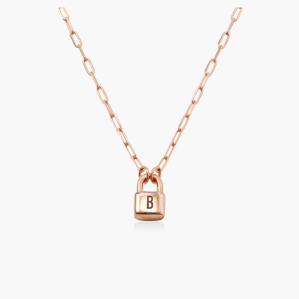 Initial Lock Necklace - Rose Gold Vermeil