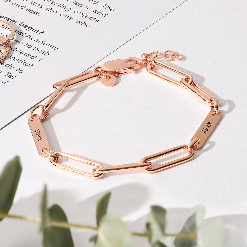 Ivy Name Paperclip Chain Bracelet - Rose Gold Vermeil