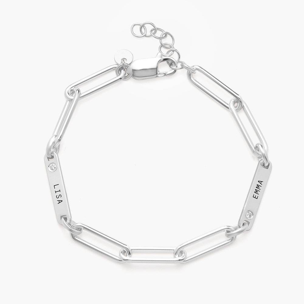 Bracelet Prénom Chaîne Trombone Ivy  Avec Diamants - Argent 925