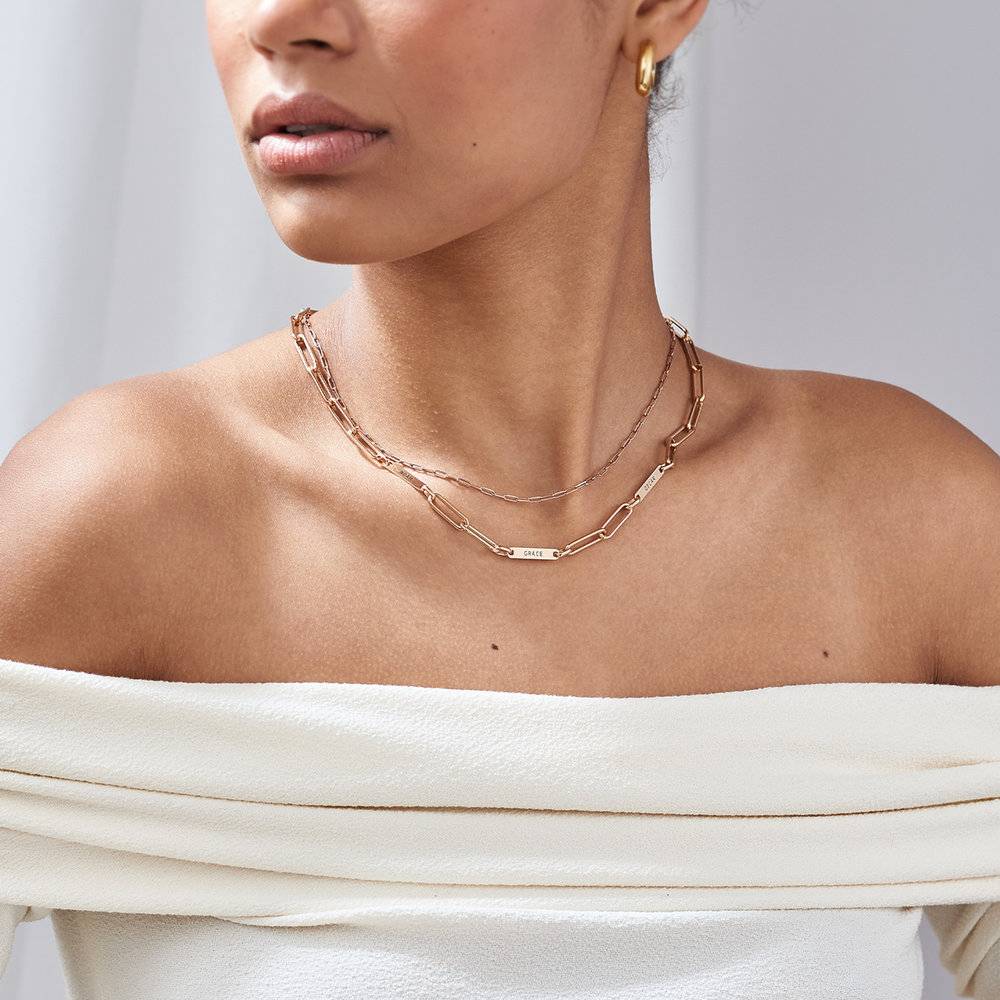 Ivy Name Paperclip Chain Necklace - Rose Gold Vermeil