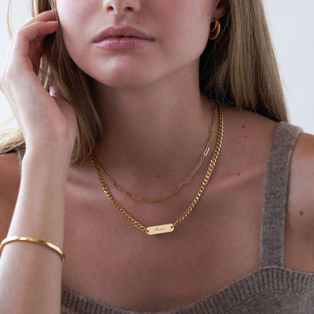 Jade Name Plate Necklace - Gold Plated 