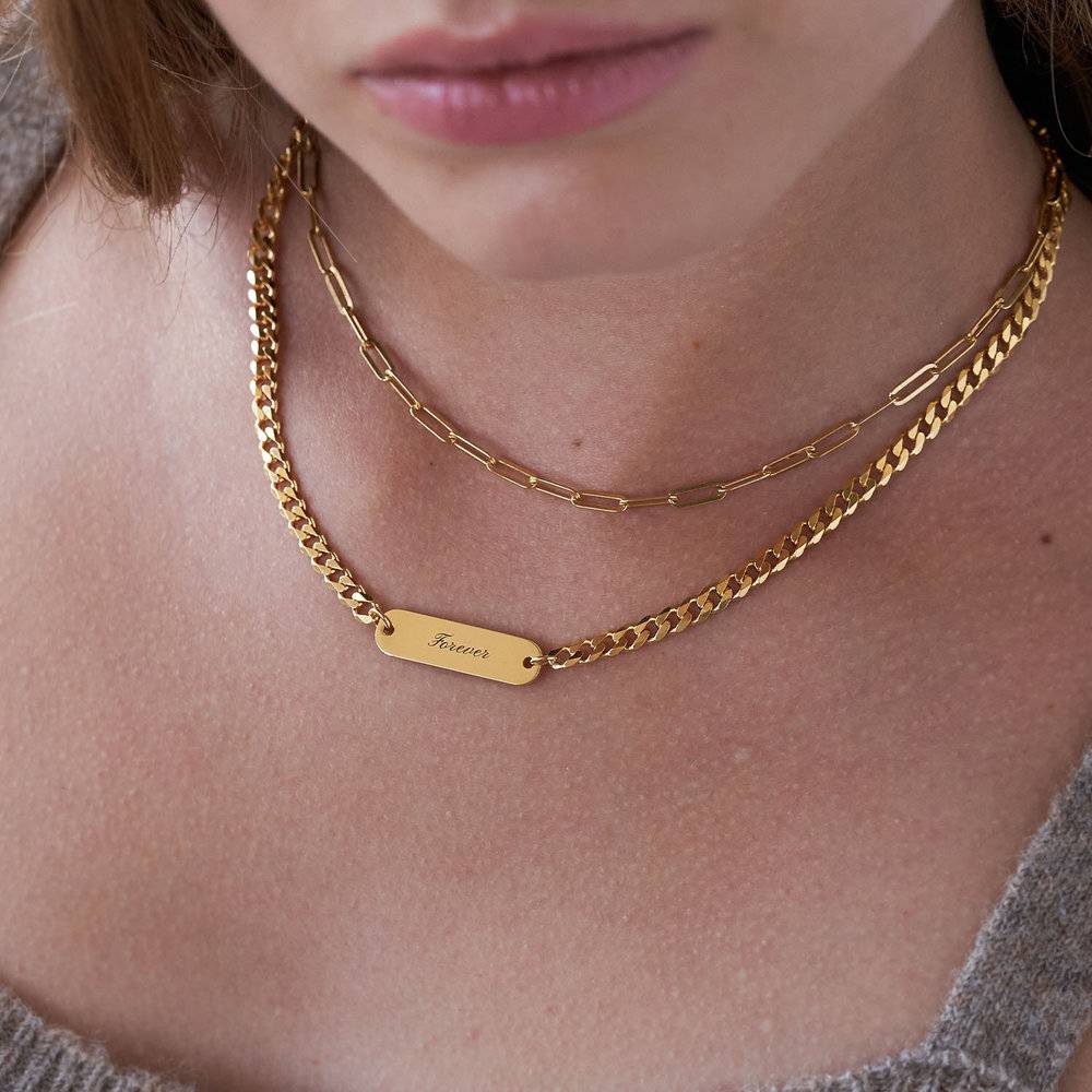 Jade Name Plate Necklace - Gold Plated 