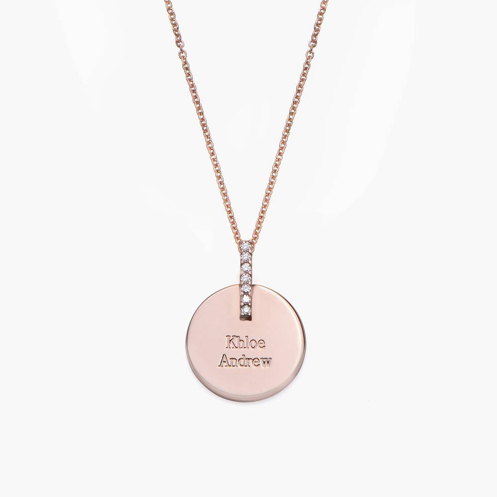 Karlie Engraved Necklace with Diamonds - Rose Gold Plated