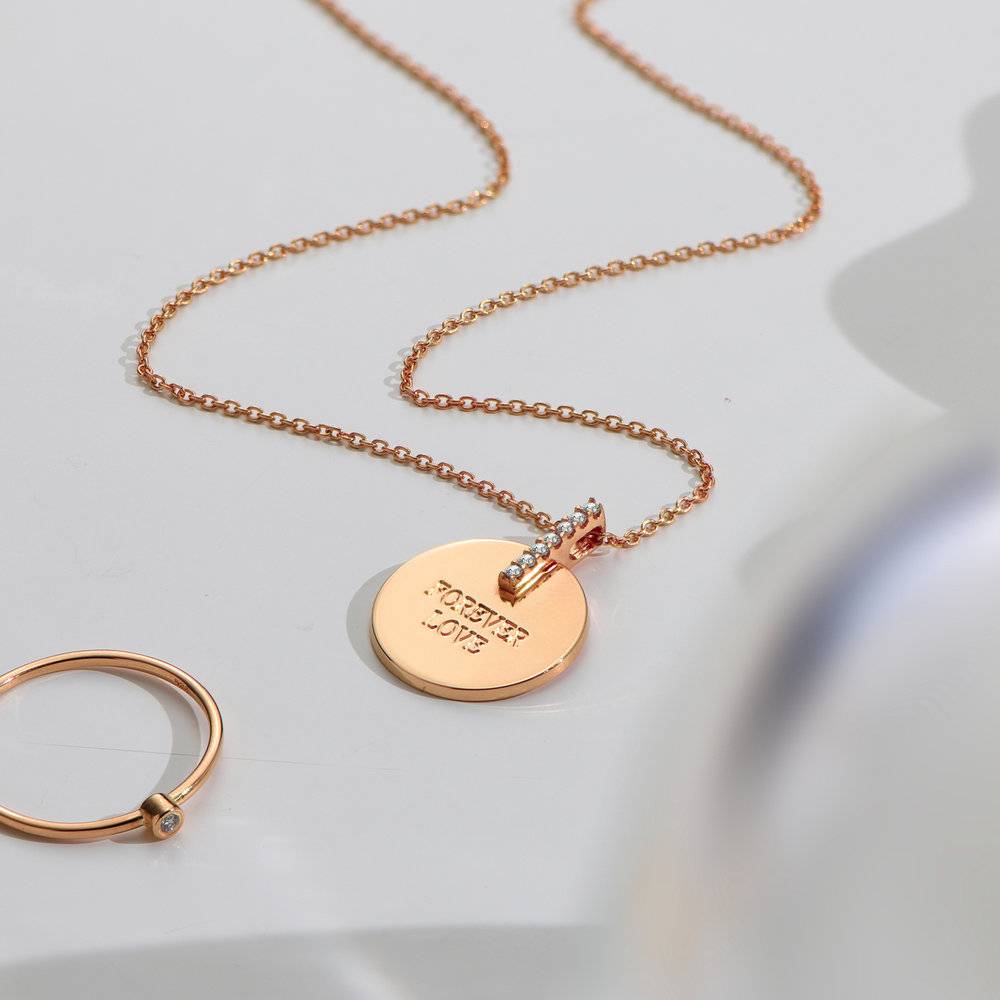 Karlie Engraved Necklace with Diamonds - Rose Gold Plated