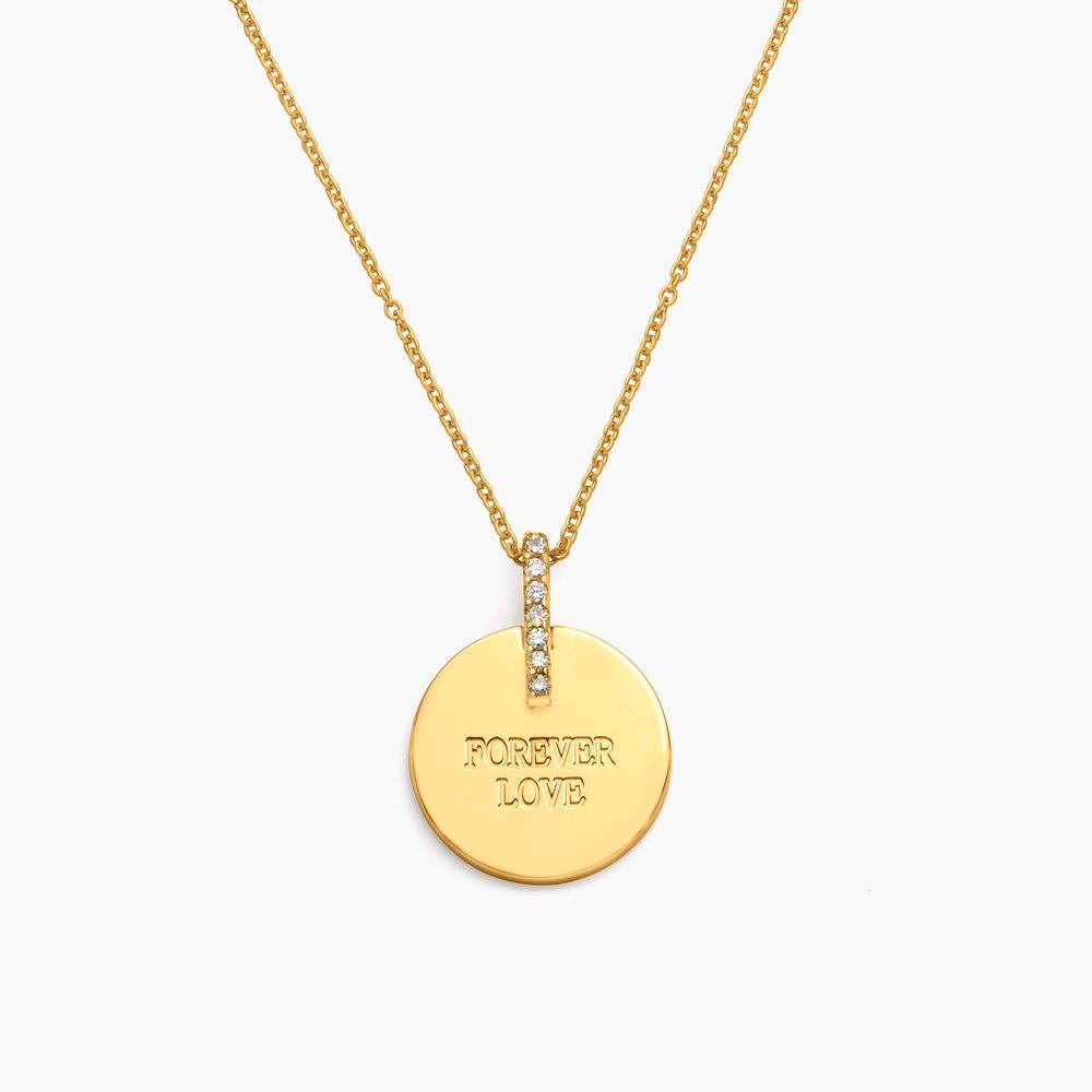 Karlie Engraved Necklace with Diamonds - Gold Plated